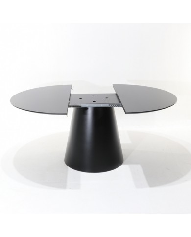 ANDROMEDA extendable table, round/oval top in liquid laminate