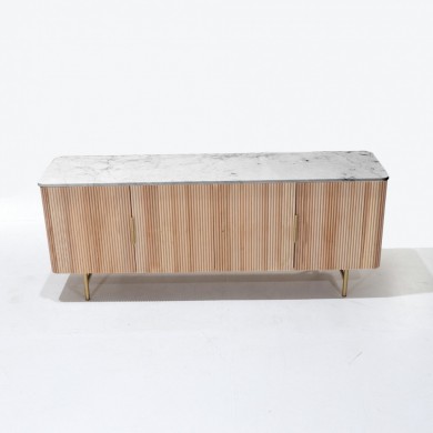 Teakholz-Sideboard aus Holz und Marmor in verschiedenen