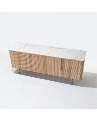 Teakholz-Sideboard aus Holz und Marmor in verschiedenen