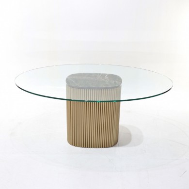 Tavolo TEAK ovale piano in vetro varie misure e finiture