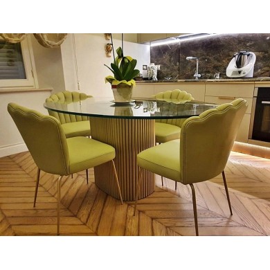 Oval TEAK table with glass top in various sizes and finishes