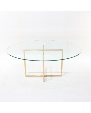 AVA table with oval glass top in various sizes and finishes