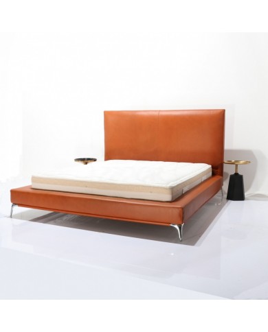 BRUCE double bed in fabric, leather or velvet in various colours