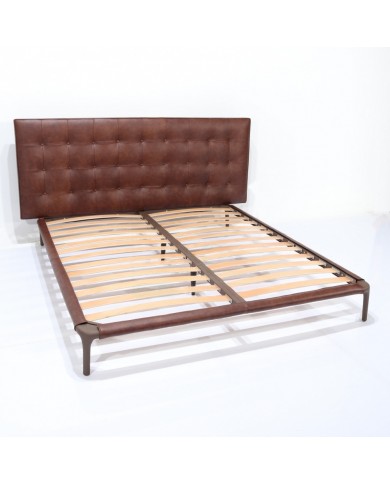 TOGETHER double bed in fabric, leather or velvet in various