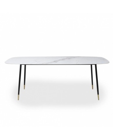 Table EDRA en forme de tonneau en céramique effet marbre