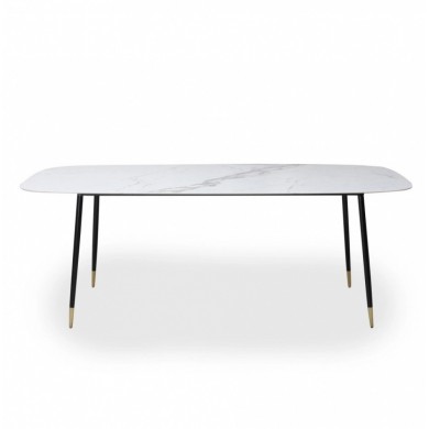 EDRA barrel-shaped table in marble-effect ceramic
