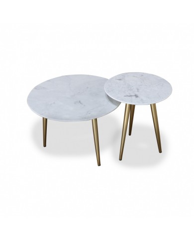 Set of 2 BRIE coffee tables in Carrara marble