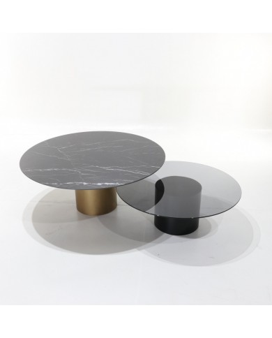 Ensemble de 2 tables basses MEDA en céramique et verre