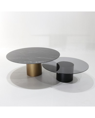 Set of 2 MEDA coffee tables in ceramic and glass, various sizes