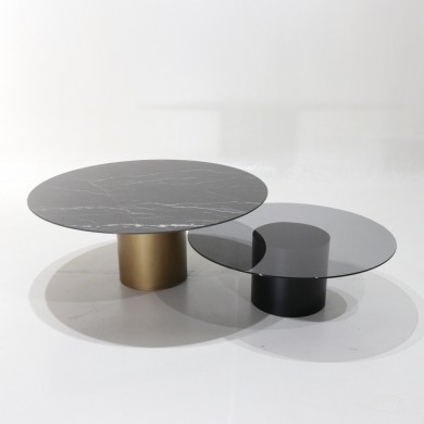 Set 2 tavolini MEDA in ceramica e vetro varie misure e finiture