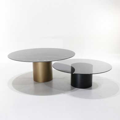 Set 2 tavolini MEDA in ceramica e vetro varie misure e finiture