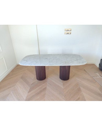 TEAK table TWO BASES ceramic top various sizes and finishes