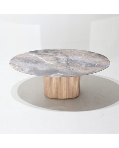 Tavolo TEAK piano tondo/ovale in marmo varie misure e finiture