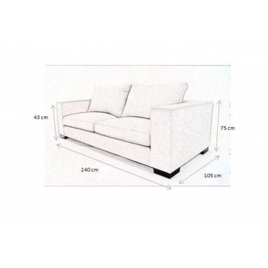 ALEX 240 sofa in fabric, leather or velvet, various colours
