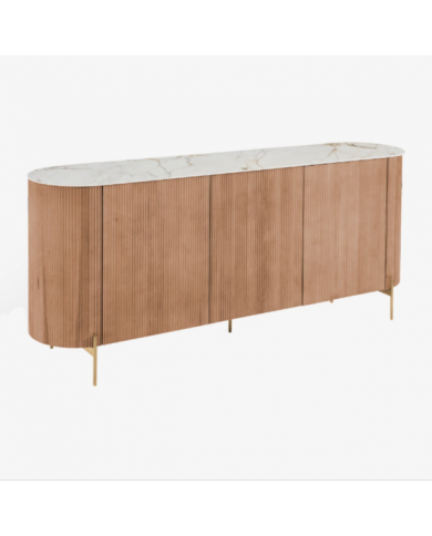 Sideboard ROUND TEAK ceramic top various finishes and sizes