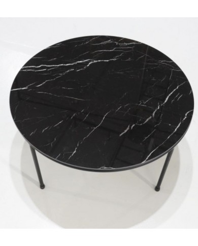 Tavolino STORAGE tondo in ceramica effetto marmo varie finiture