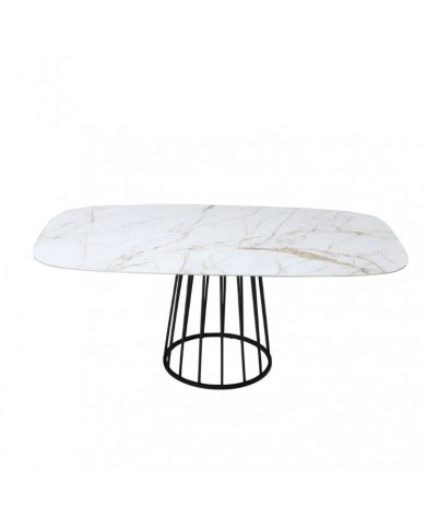 BASKET tonnenförmiger Tisch, Keramikplatte in verschiedenen