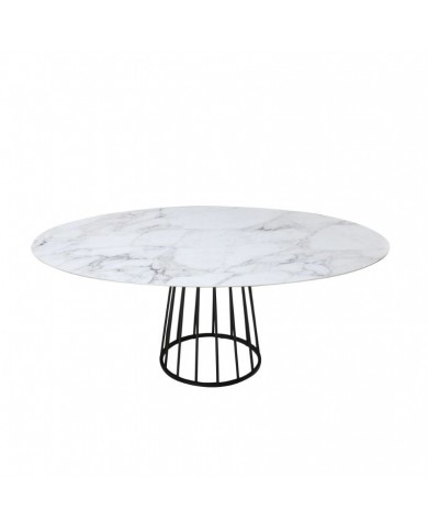 Table BASKET avec plateau rond ou ovale en céramique