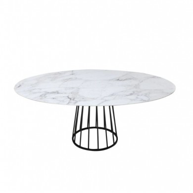 BASKET table with round or oval ceramic top, various finishes