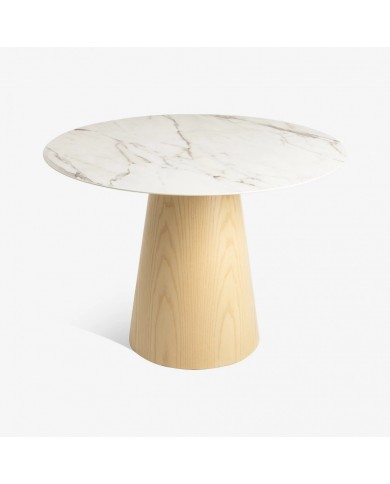 Table ronde ANDROMEDA en céramique avec base en bois MDF