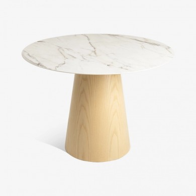 Tavolo ANDROMEDA tondo in ceramica con base in legno MDF