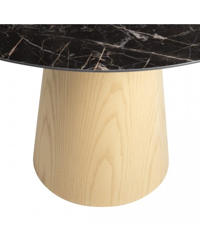 ANDROMEDA round ceramic table with MDF wooden base