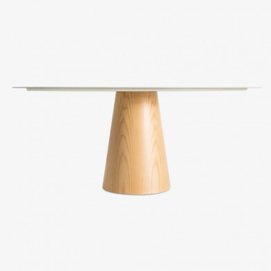 ANDROMEDA oval ceramic table with MDF wooden base