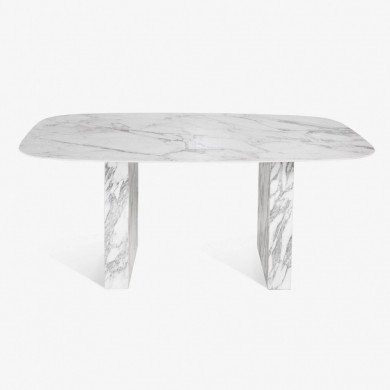 LINEAR table with barrel-shaped top in Carrara marble, various