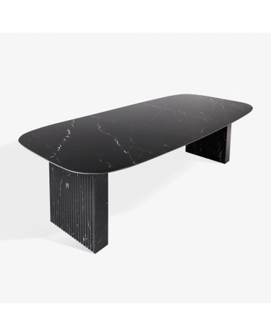 Table LINEAR avec plateau en forme de tonneau en marbre de