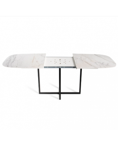 AVA extendable table with barrel-shaped top in ceramic, various