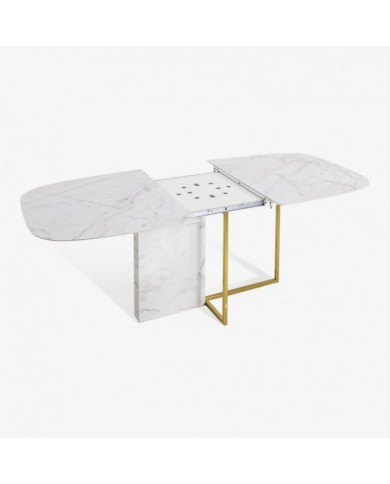 MINERVA extendable table with barrel-shaped top in ceramic
