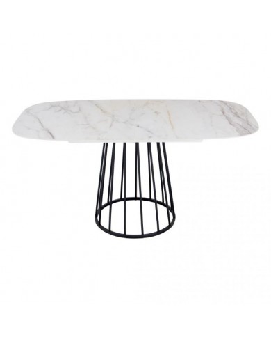Extendable BASKET table with barrel-shaped top in ceramic