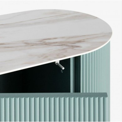 Sideboard ROUND TEAK laccata, piano in ceramica varie finiture