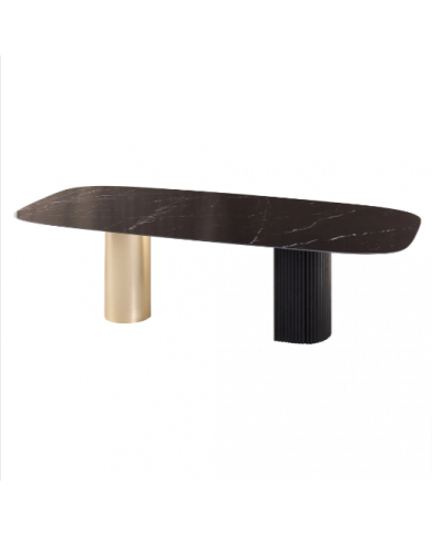 Table VIVIEN avec plateau tonneau en céramique différentes
