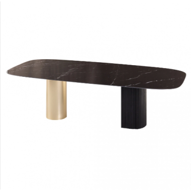VIVIEN Tisch mit Tonnenplatte aus Keramik in verschiedenen