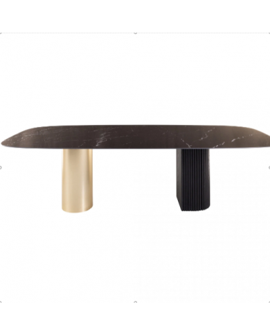 Table VIVIEN avec plateau tonneau en céramique différentes