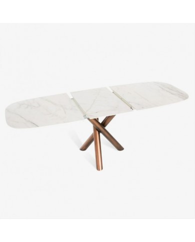 X-TABLE extendable barrel-shaped table with ceramic top in