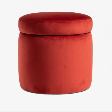 RODOLFO storage pouf in fabric, leather or velvet in various