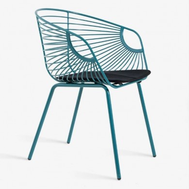 EVA metal chair with leather cushion in various colours