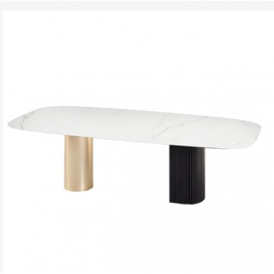 VIVIEN table with barrel top in ceramic various finishes and