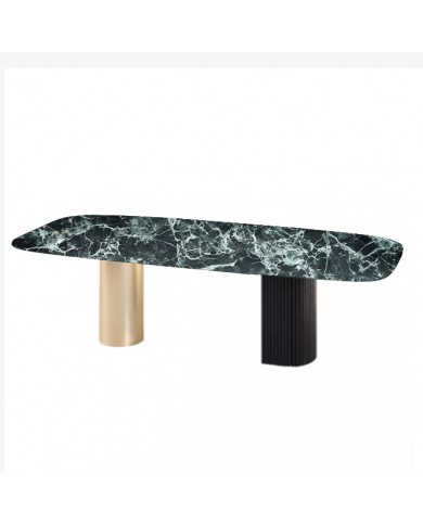 VIVIEN Tisch mit Tonnenplatte aus Keramik in verschiedenen