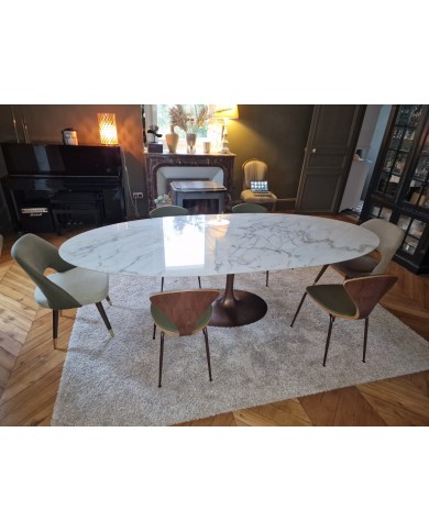 Extendable TULIP table, round/oval top in ceramic, various
