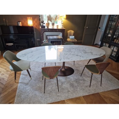 Extendable TULIP table, round/oval top in ceramic, various finishes and sizes