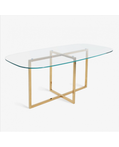 Table en forme de tonneau AVA avec plateau en verre trempé en