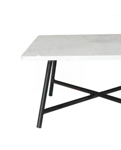 BEMAR TABLE WITH SQUARE TOP IN REAL MARBLE AND METAL BASE
