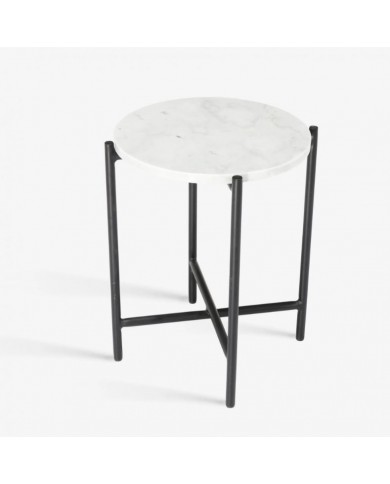 AMBROGIO TABLE WITH ROUND CARRARA MARBLE TOP AND METAL BASE