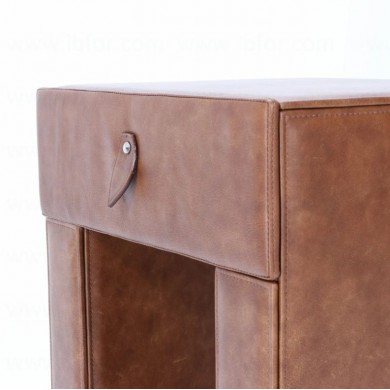 PARTICULAR BEDSIDE TABLE WITH DRAWER, ENTIRELY COVERED IN