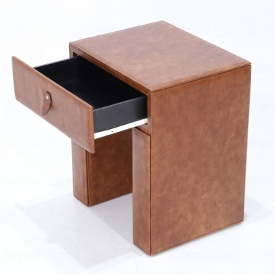 PARTICULAR BEDSIDE TABLE WITH DRAWER, ENTIRELY COVERED IN
