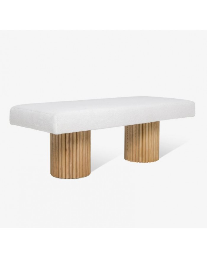 ALYSSA BENCH WITH WOODEN BASE AND PADDED SEAT COVERED IN