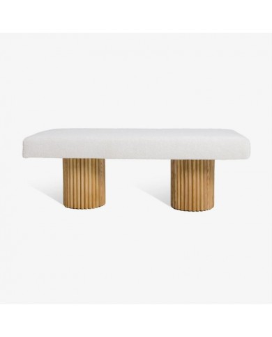 ALYSSA BENCH WITH WOODEN BASE AND PADDED SEAT COVERED IN